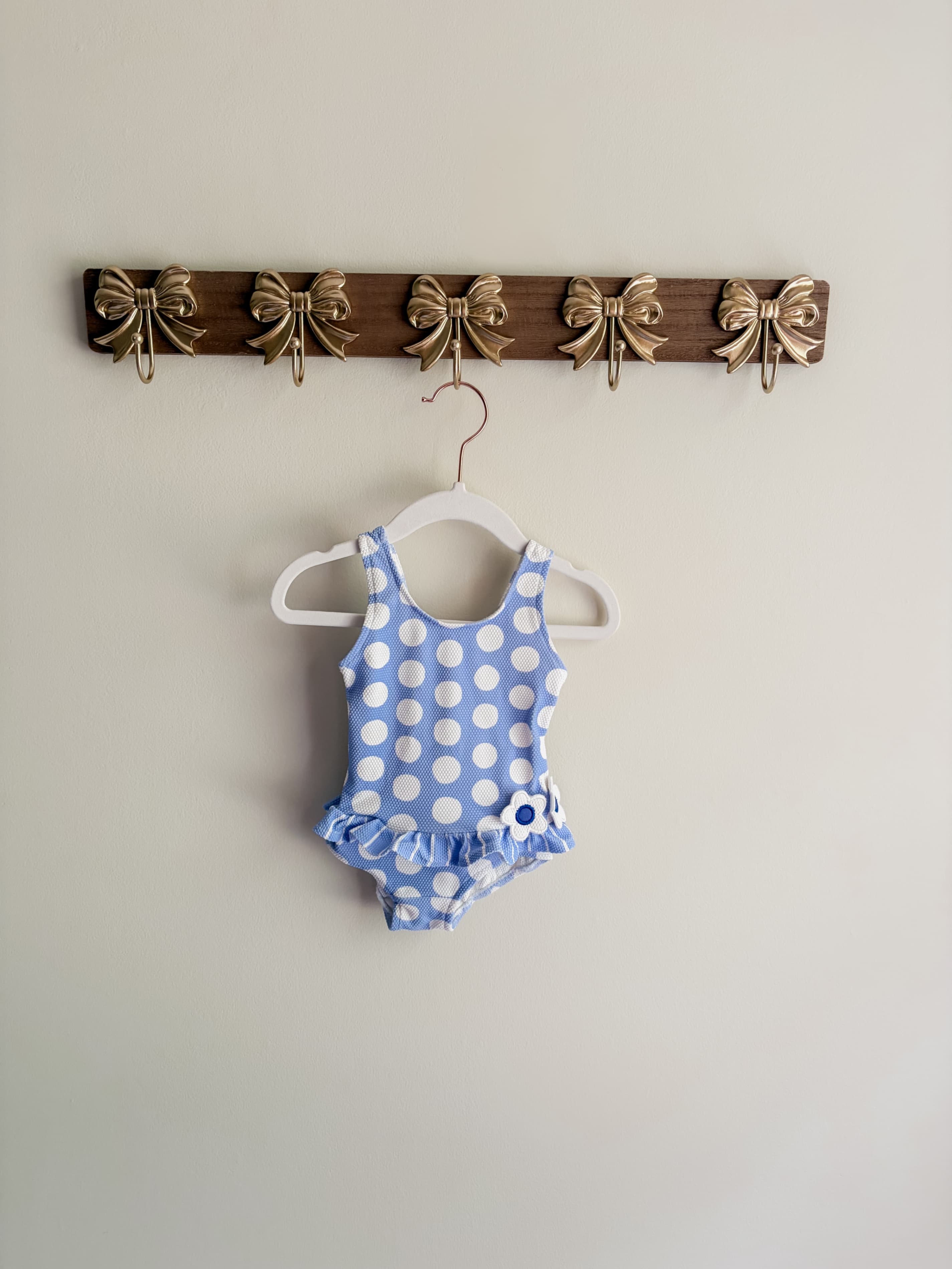 Florence Eiseman size 12 months Blue Polka Dot Ruffle Baby Swimsuit