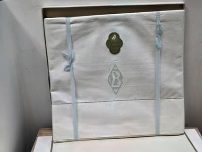 Defender MFG Co. New Old Stock 1900s Sheet And Pillowcases, Monogrammed "B"