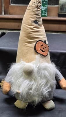 HALLOWEEN THEME WEIGHTED FABRIC GNOME 13.5” TALL