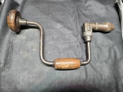 Antique Hand Drill Wood Steel Unbranded Metal Woodworking Craftsman Old Shop