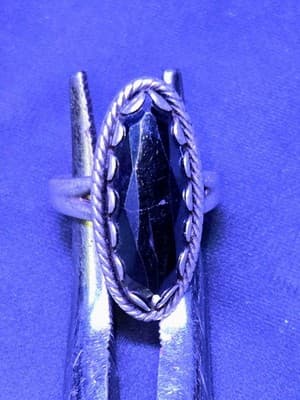 Vintage Native American Sterling Silver Bell Trading Post Faceted Ring Hematite