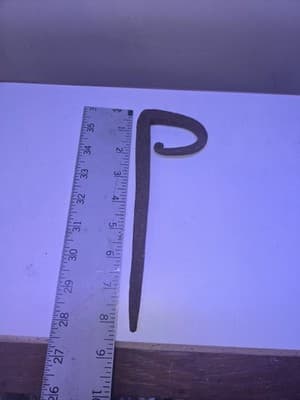 Antique Hand Forged Iron Tent Spike Drive-in Hook Betty Lamp Holder Pigtail End