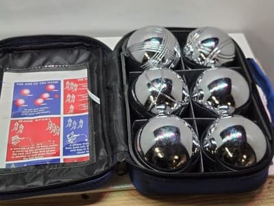 Bocce balls Playaboule (6) Chrome Metal in case Petanque Bocce- READ DESCRIPTION