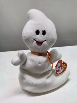 Ty Original Beanie Babies Spooky White Ghost w Tags Halloween Plush Bean Bag