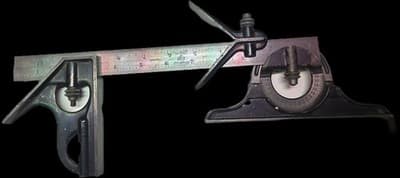 L.S.S. QCo Stamped Starrett Combination Square w/No. Protractor,12" ruler