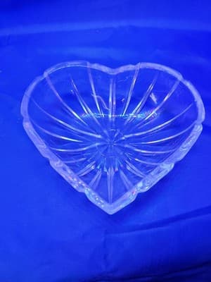 Vintage Mikasa Crystal Heart Valentine Candy Dish 6” Small Trinket Bowl