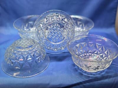 Set of 5 Vintage Anchor Hocking Wexford Clear Glass Dessert / Berry Bowls