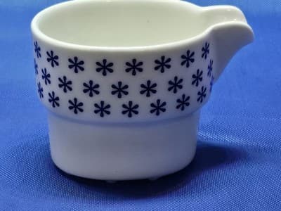 Vintage Gustavsberg Sweden Bone China Creamer Jug Blue Floral Mid Century MCM