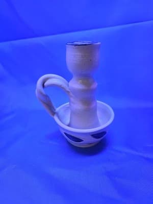 Williamsburg Pottery Salt Glaze Cobalt Blue Stoneware Candle Holder 4.5” EUC