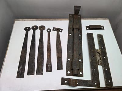 Assorted Primitive Door Hardware Salvaged From 1890s New England Barn