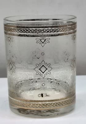 Vintage Cera Lowball (Or Rocks) Glass - 24k Gold Rims and Embossed Glass