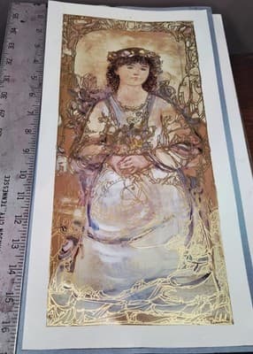 Vintage lithograph by artist Edna Hibel (1917–2014), "Wendy, Child of America"