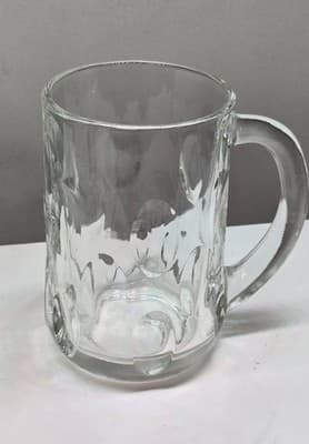 Vintage ANCHOR HOCKING Mug Clear Thumbprint Glass