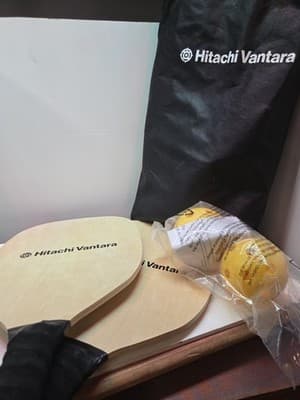 Hitachi Vantara Promotional Wooden Paddle Ball Set with Carry Bag Tech Swag