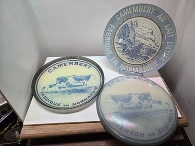 Vintage Glass Camembert Cheese Plates Set of 3 French Country Normandie Decor 8"