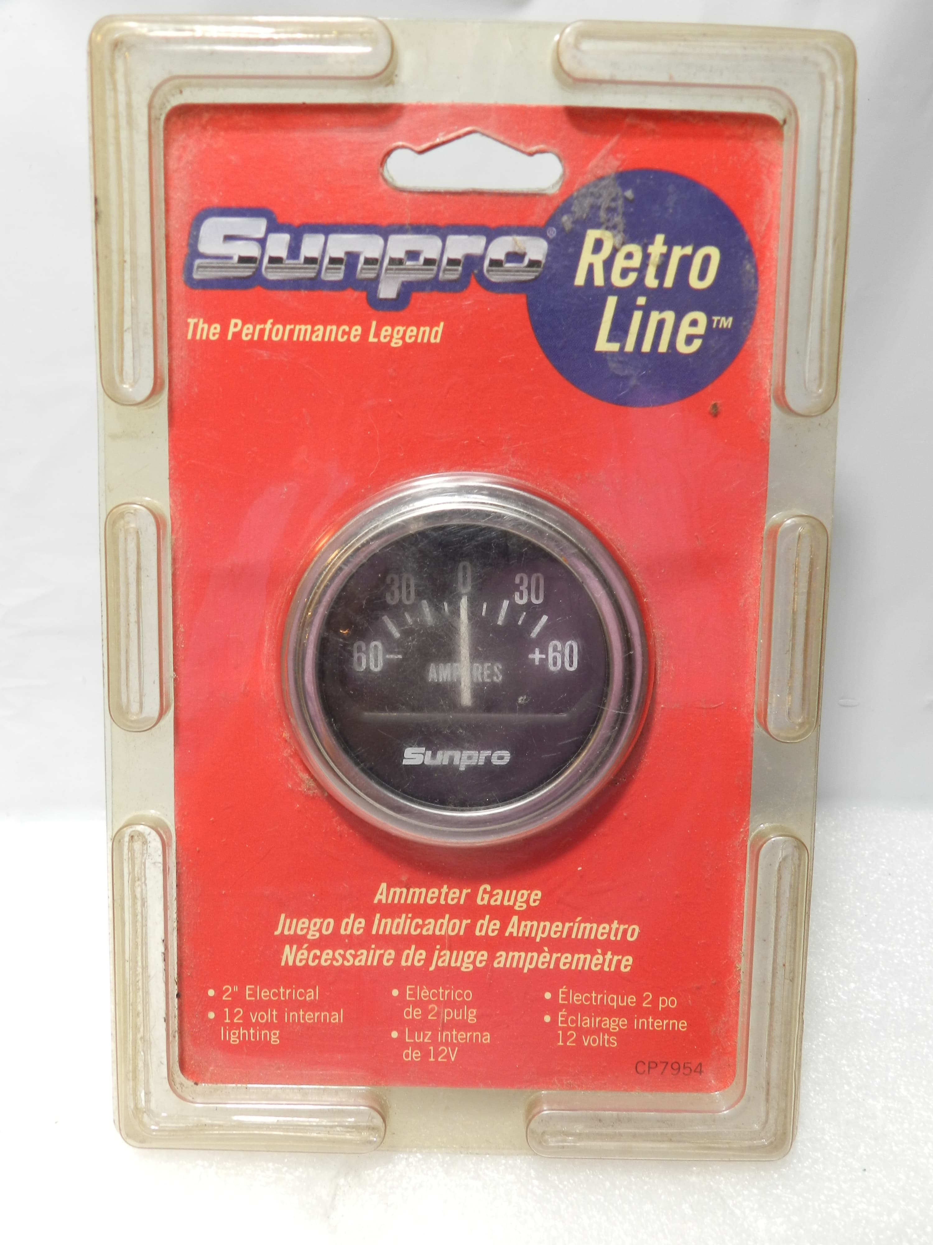 Sunpro Retro Line Ammeter Gauge 2" Sealed New CP7954 (N54J)