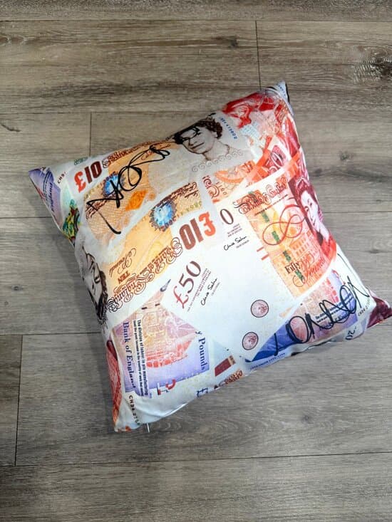 Westwood inspired Money print cushion cover.