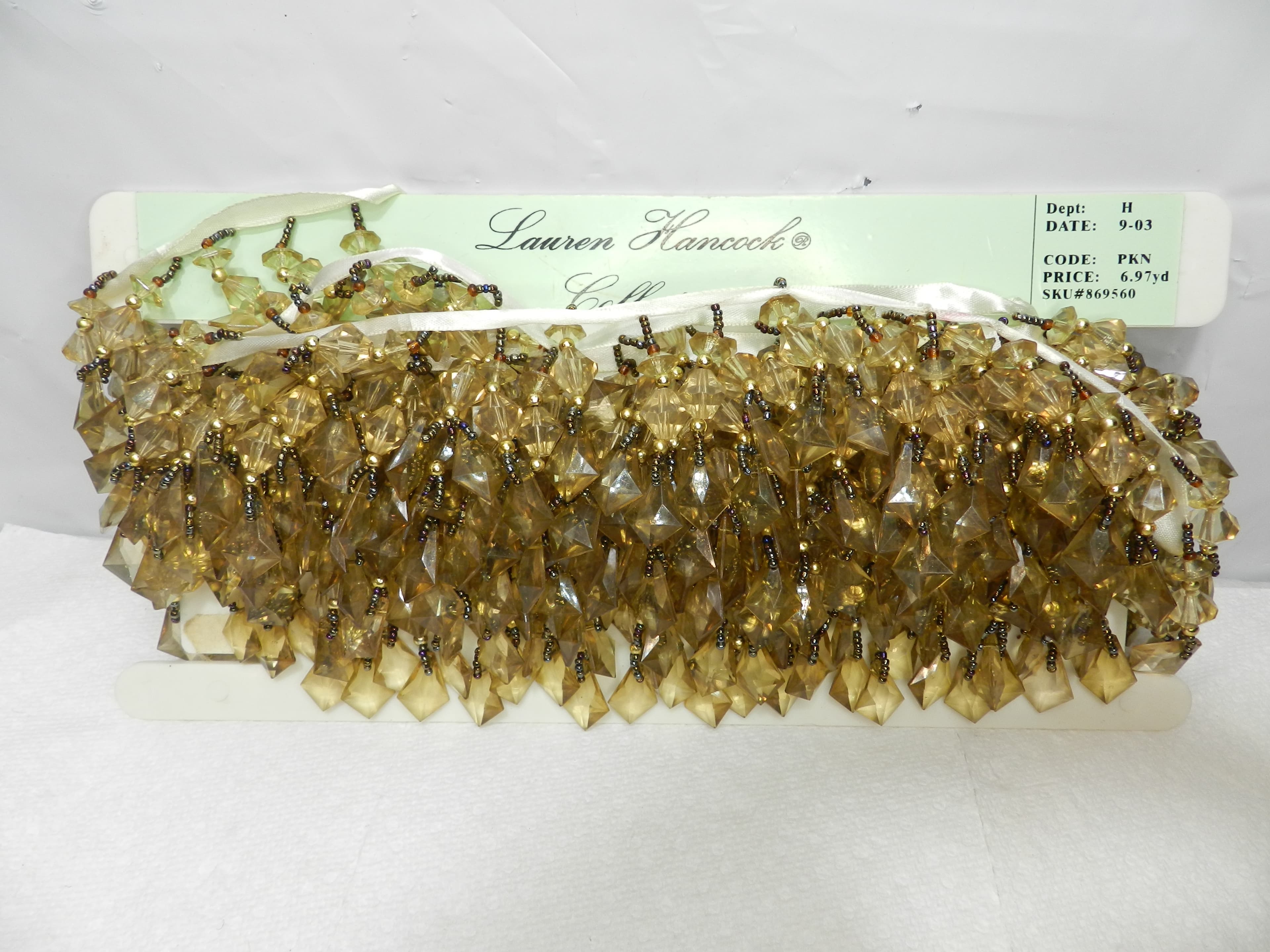 Lauren Hancock cCollection SA283 Bead Fringe Trim Sewing 6.79 Yards Amber N65JJ