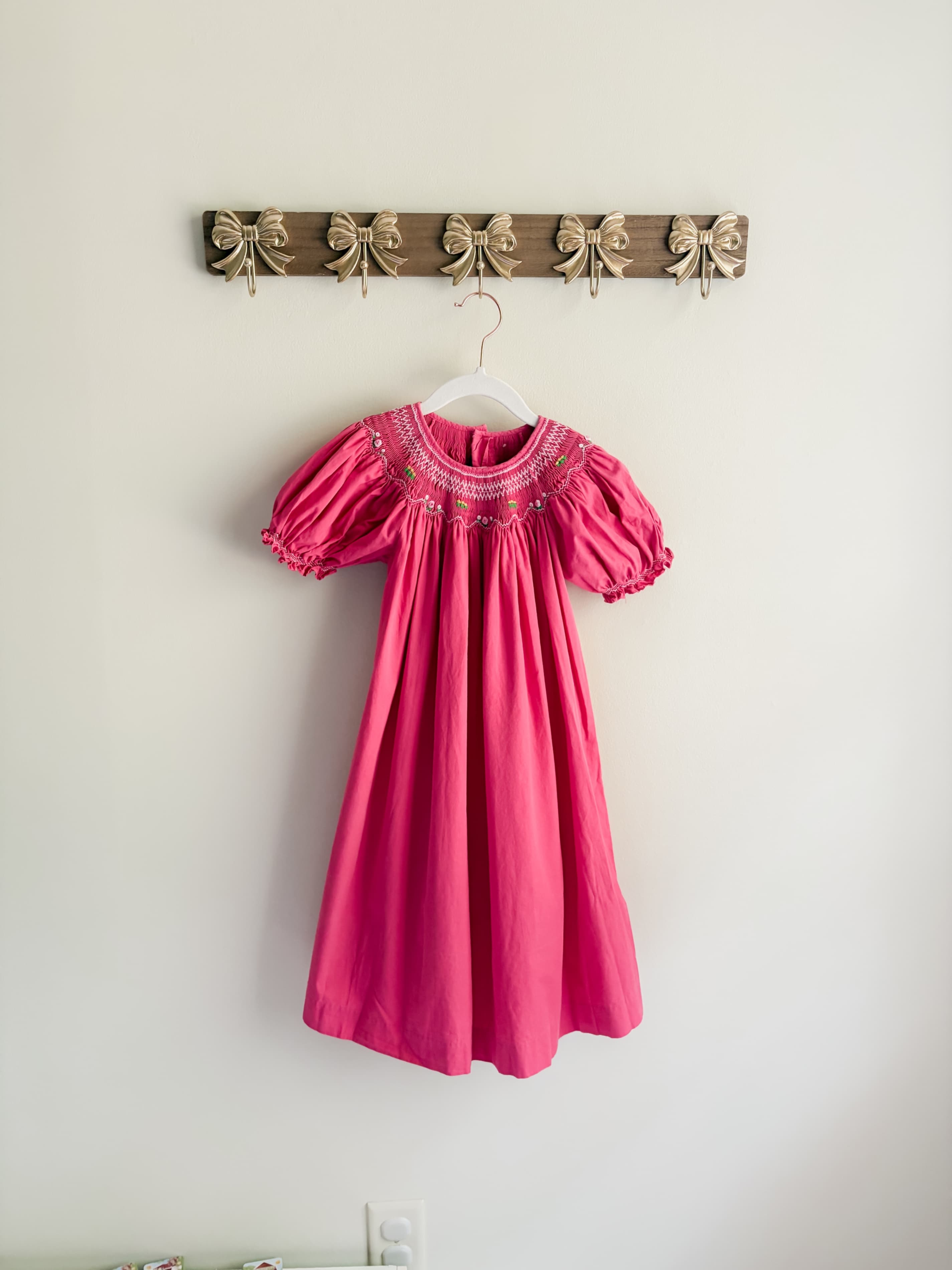 Mom & me size 4 Pink Smocked Dress with Embroidered Details