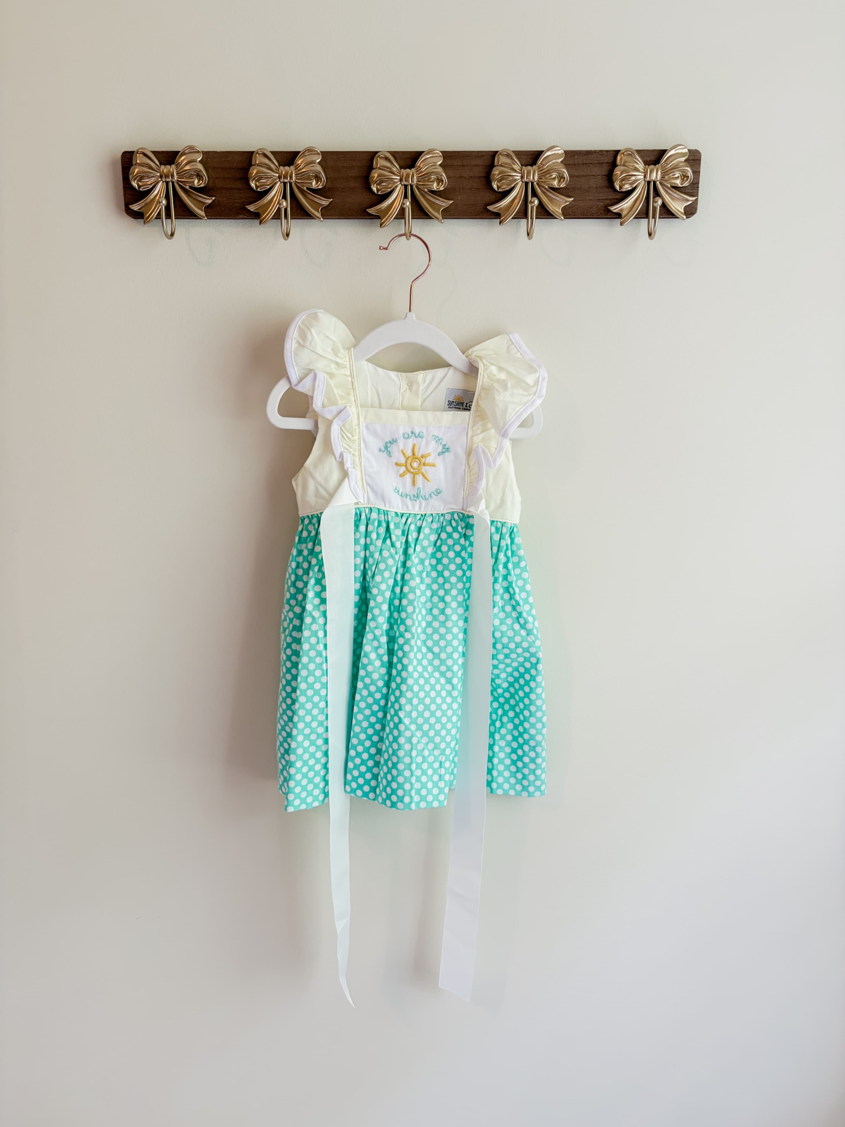 Sunshine & Reign Girls' size 24 months Polka Dot Dress with Sunshine Embroidery