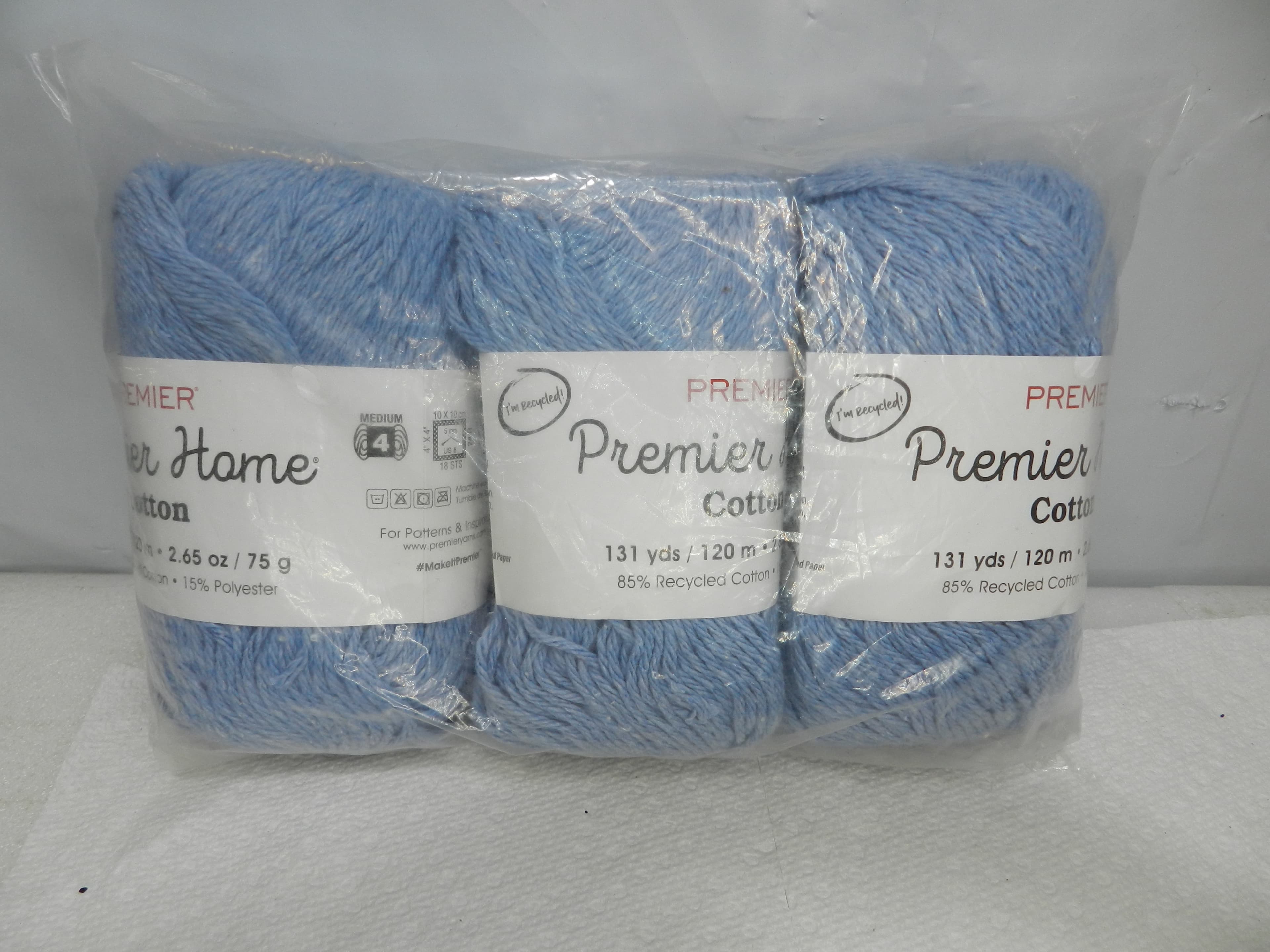 Premier Home Cotton Yarn Cornflower 3 Pack Skeins (N68K)