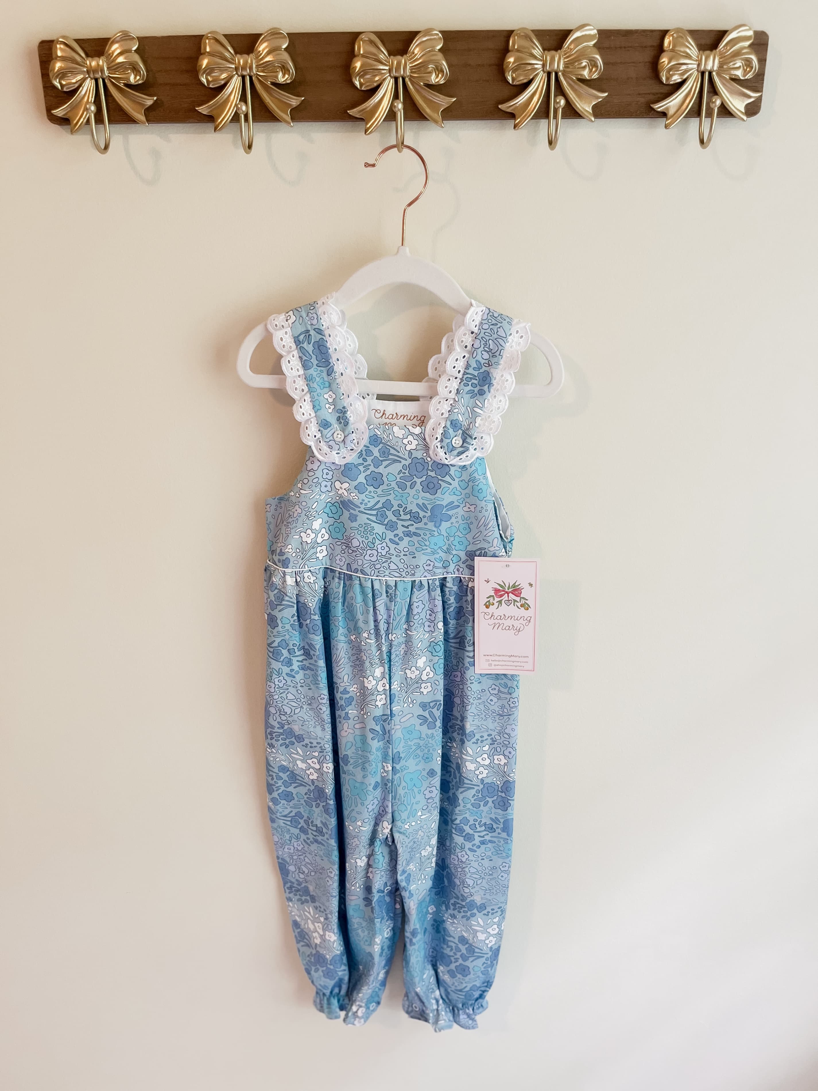 Charming Mary NWT size 3T Blue Floral Lace Ruffle Jumpsuit