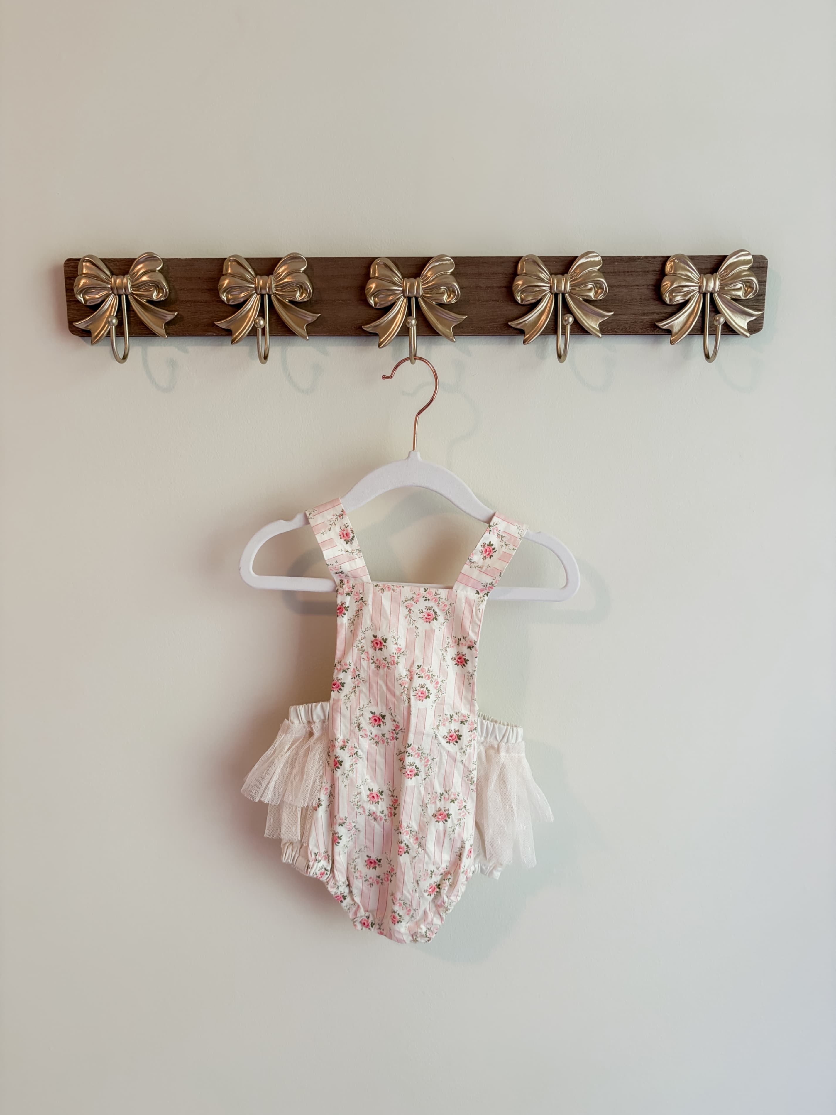 Joy Marie Clothing size 3-6 months Floral Baby Romper with Tulle Skirt and Bow Detail