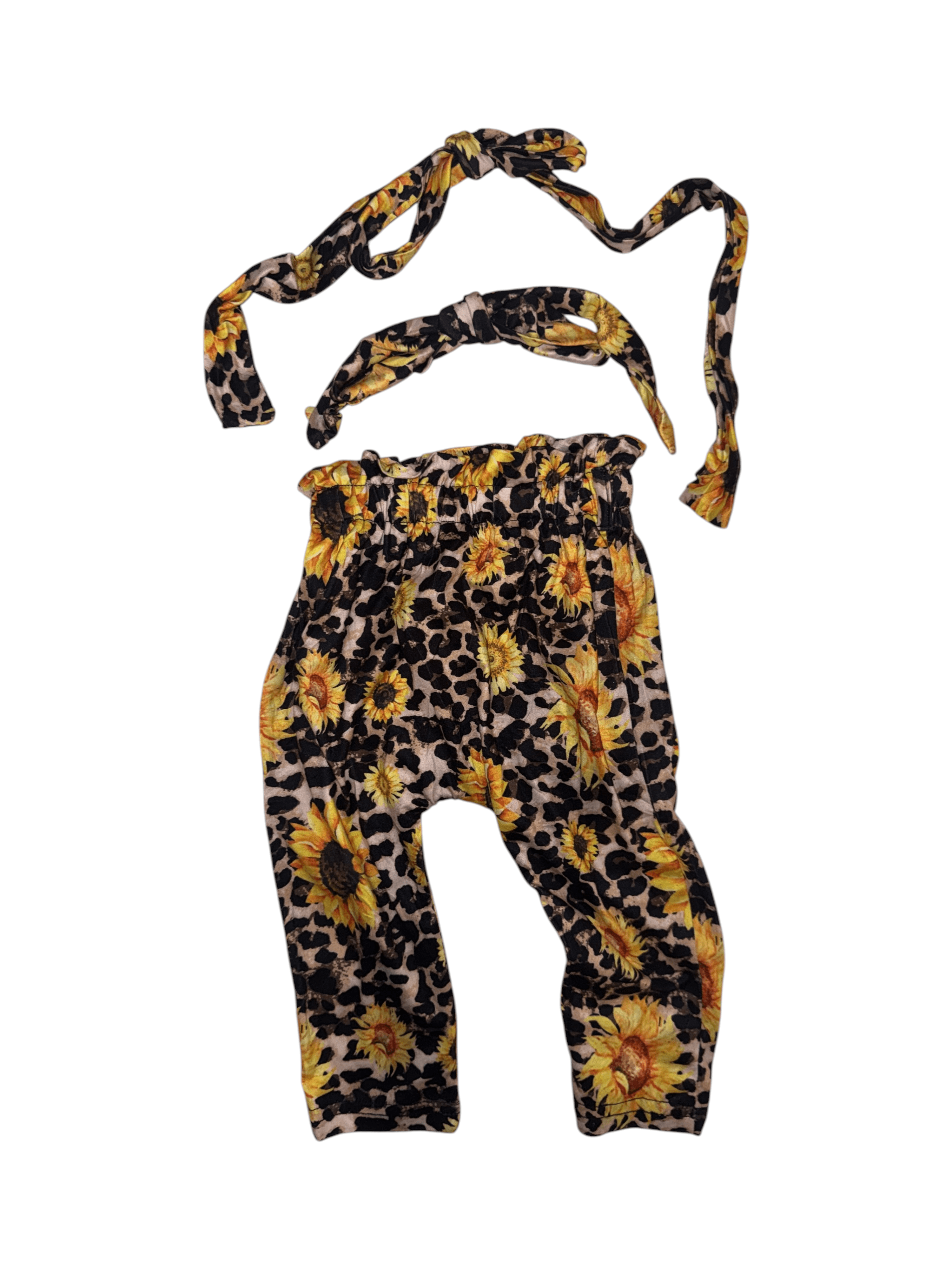 Sunflower Leopard Baby Outfit with Headbands