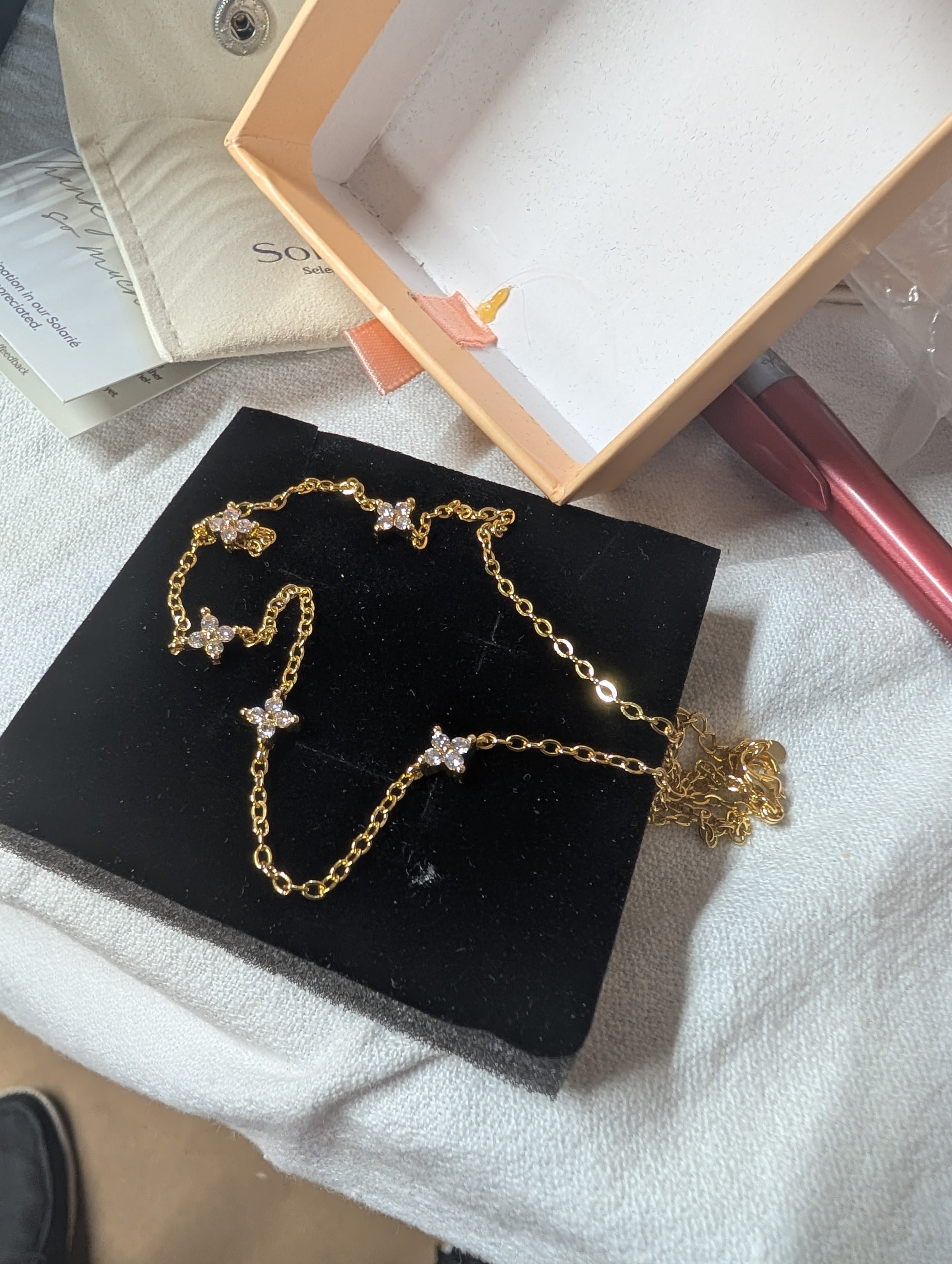 Solarié Gold Necklace with Crystal Accents
