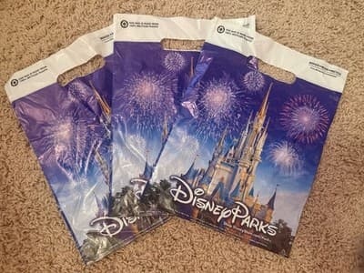 Disney Parks Lot of 3 Plastic Shopping Bags Cinderella Castle Fireworks