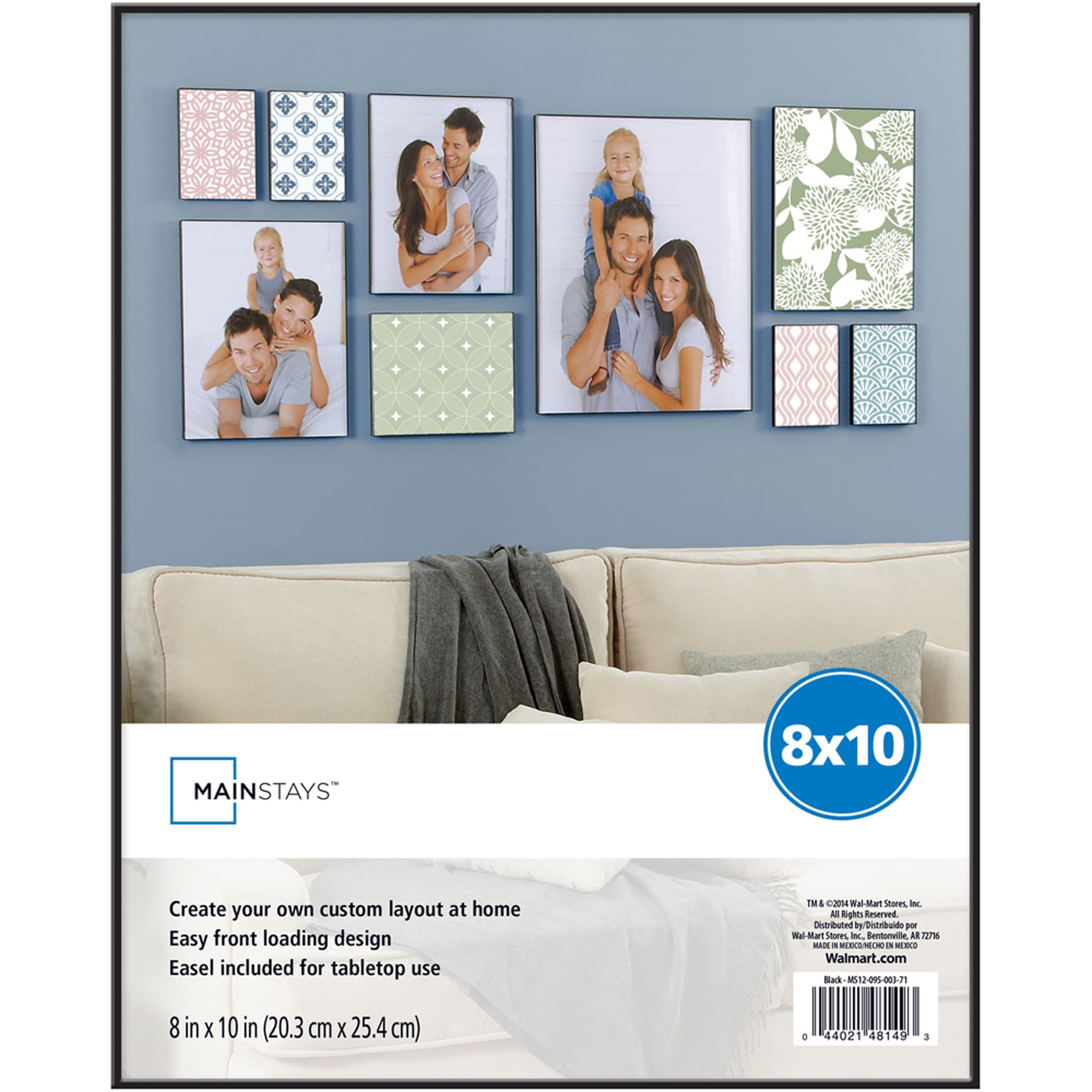 Mainstays 8x10 Front Loading Picture Frame Black