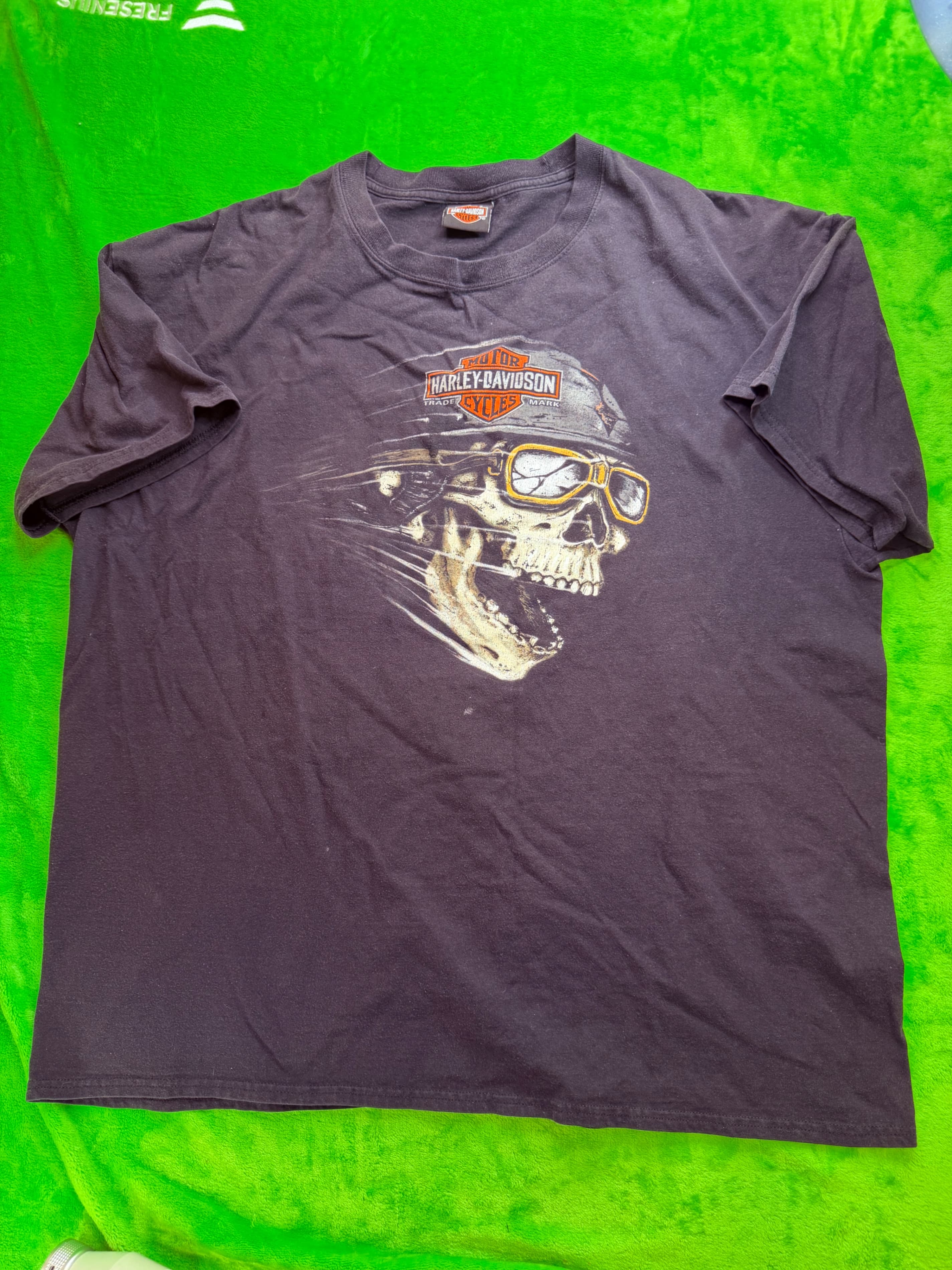 Old Glory Harley-Davidson Laurel MD Skull Goggle Biker Tee Black Sz 2XL