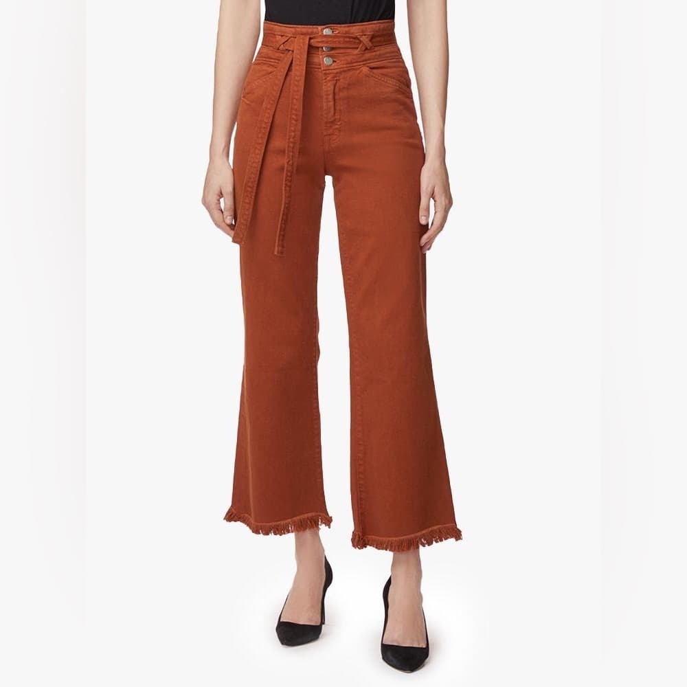J BRAND SUKEY CROP Wide Leg Pants HIGH WAISTED Stretch Raw Hem - Image 1