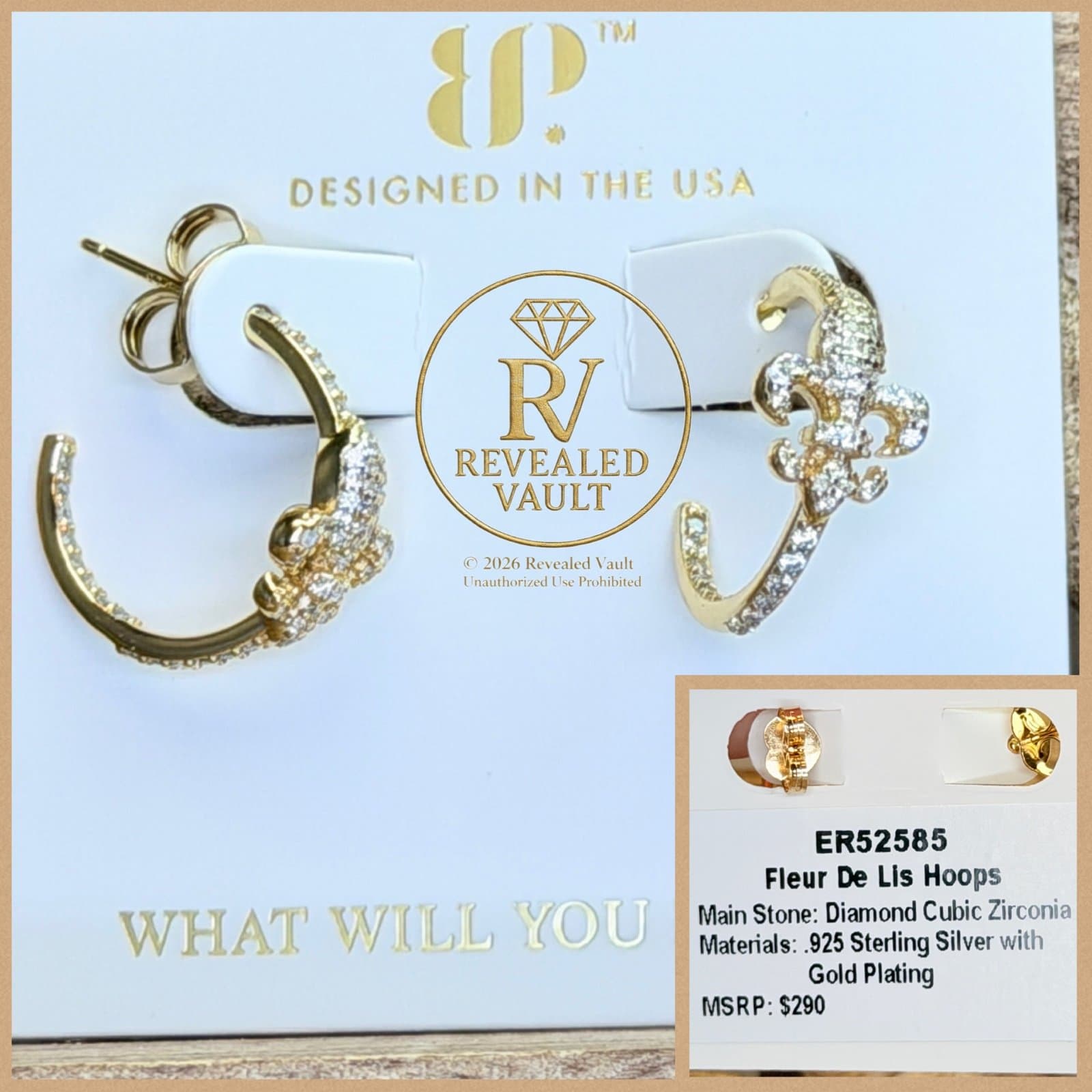 Bomb Party Fleur De Lis Hoops Sterling Club Vermeil