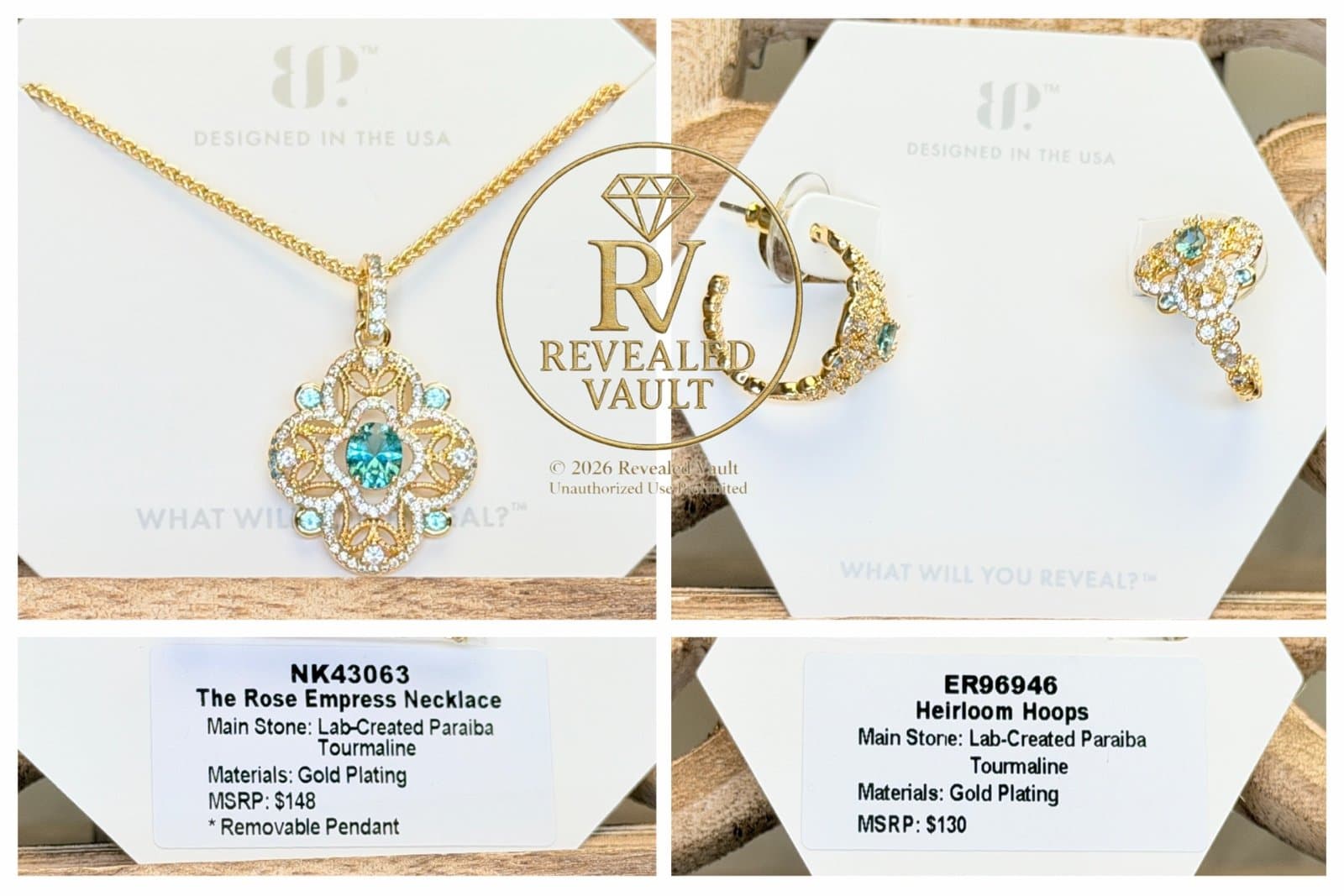 Bomb Party The Rose Empress Necklace & Heirloom Hoops OG