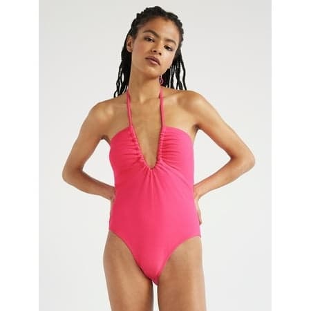 No Boundaries Juniors Ruched V-Neck One-Piece Swimsuit Size M 7-9