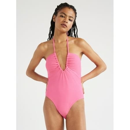 No Boundaries Juniors Ruched V-Neck One-Piece Swimsuit Size L 11-13