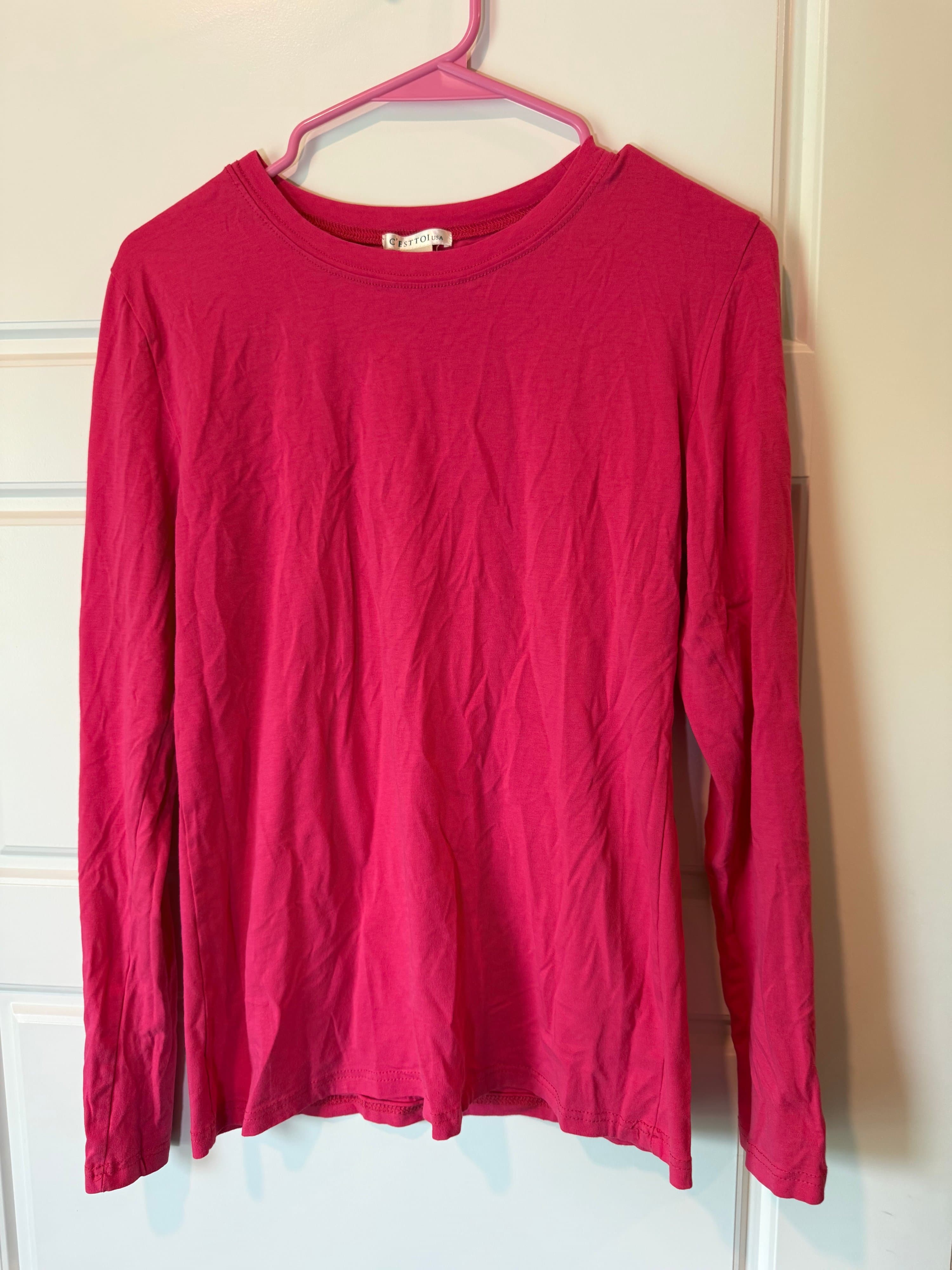 C'est Toi USA Red Long Sleeve Top Large