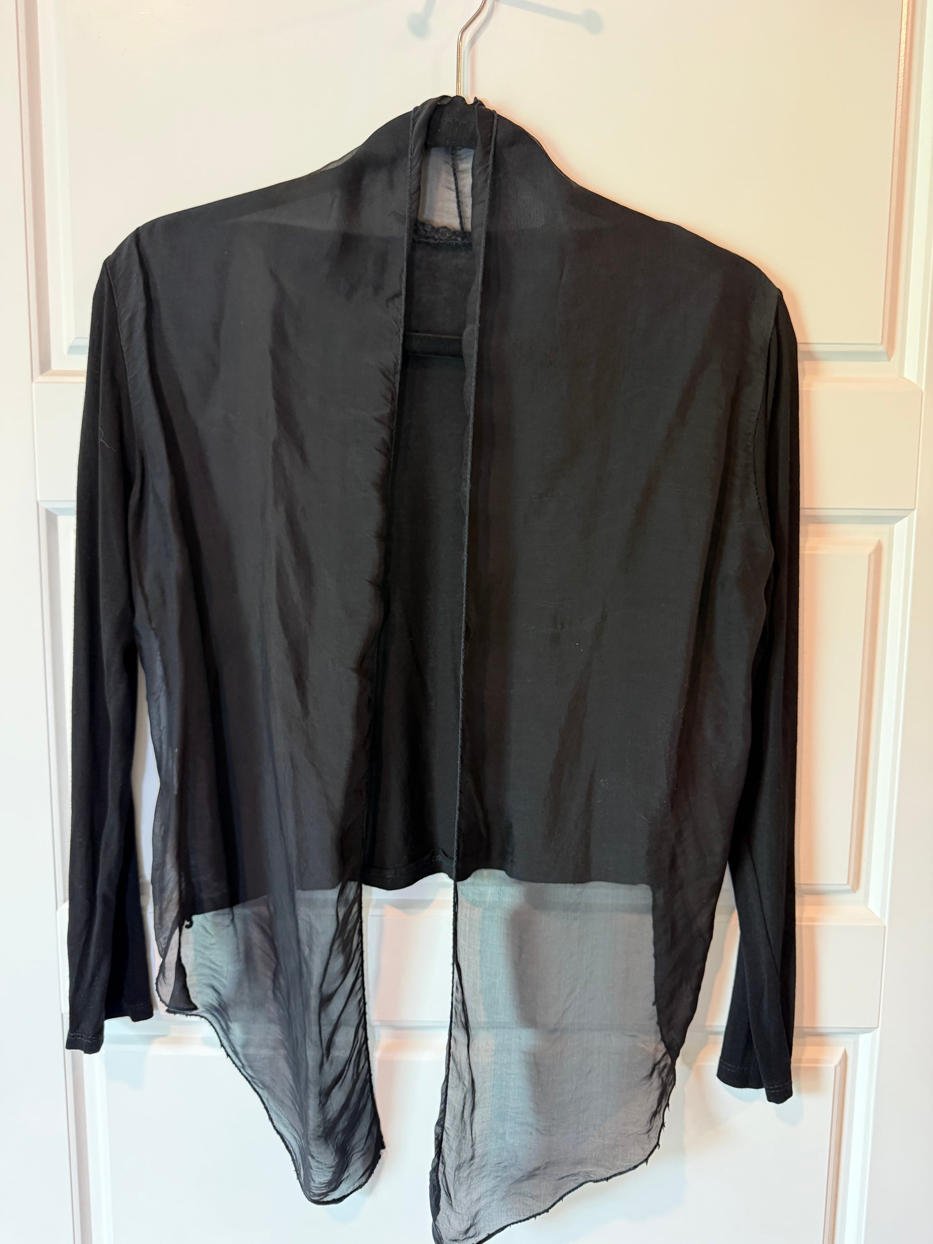 Black Sheer Open Front Cardigan