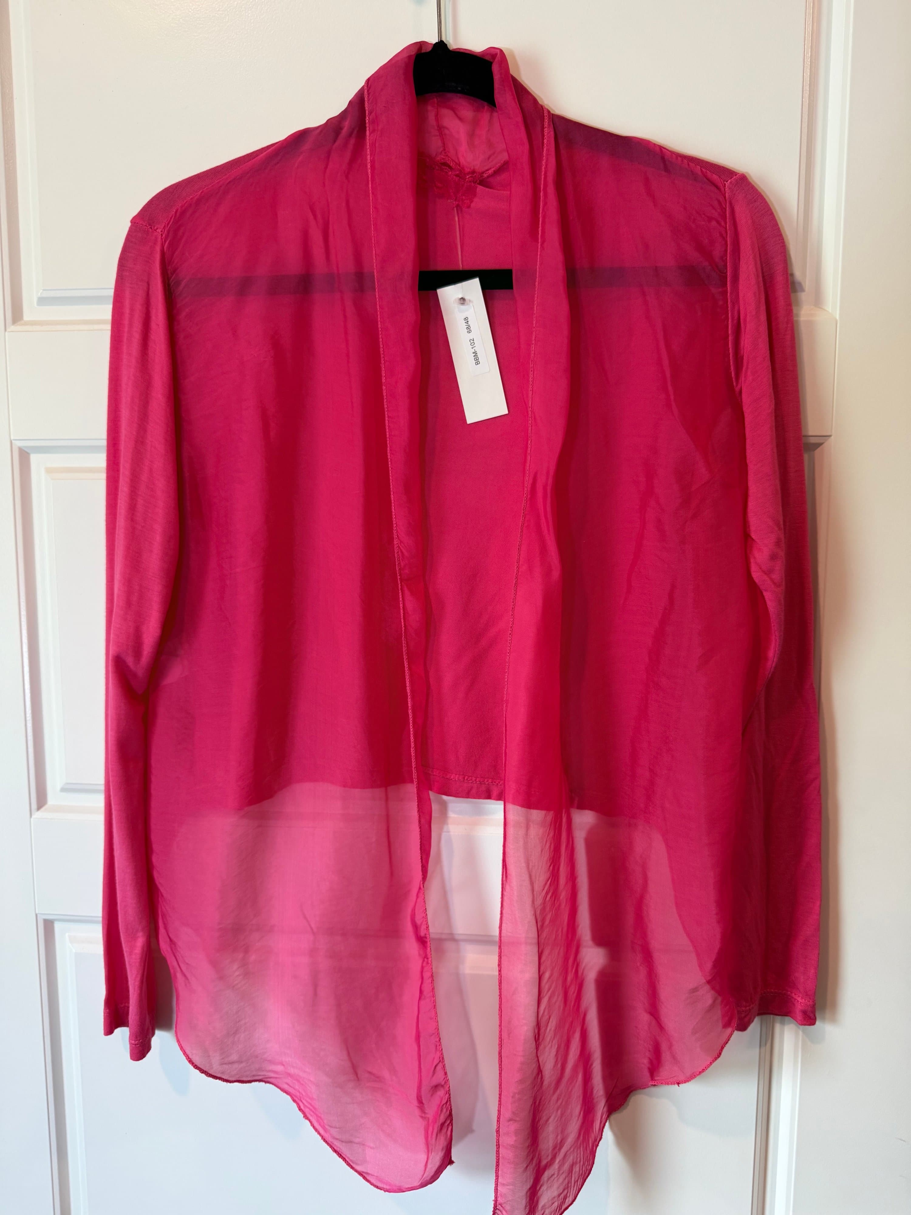 Sheer Pink Long Sleeve Cardigan