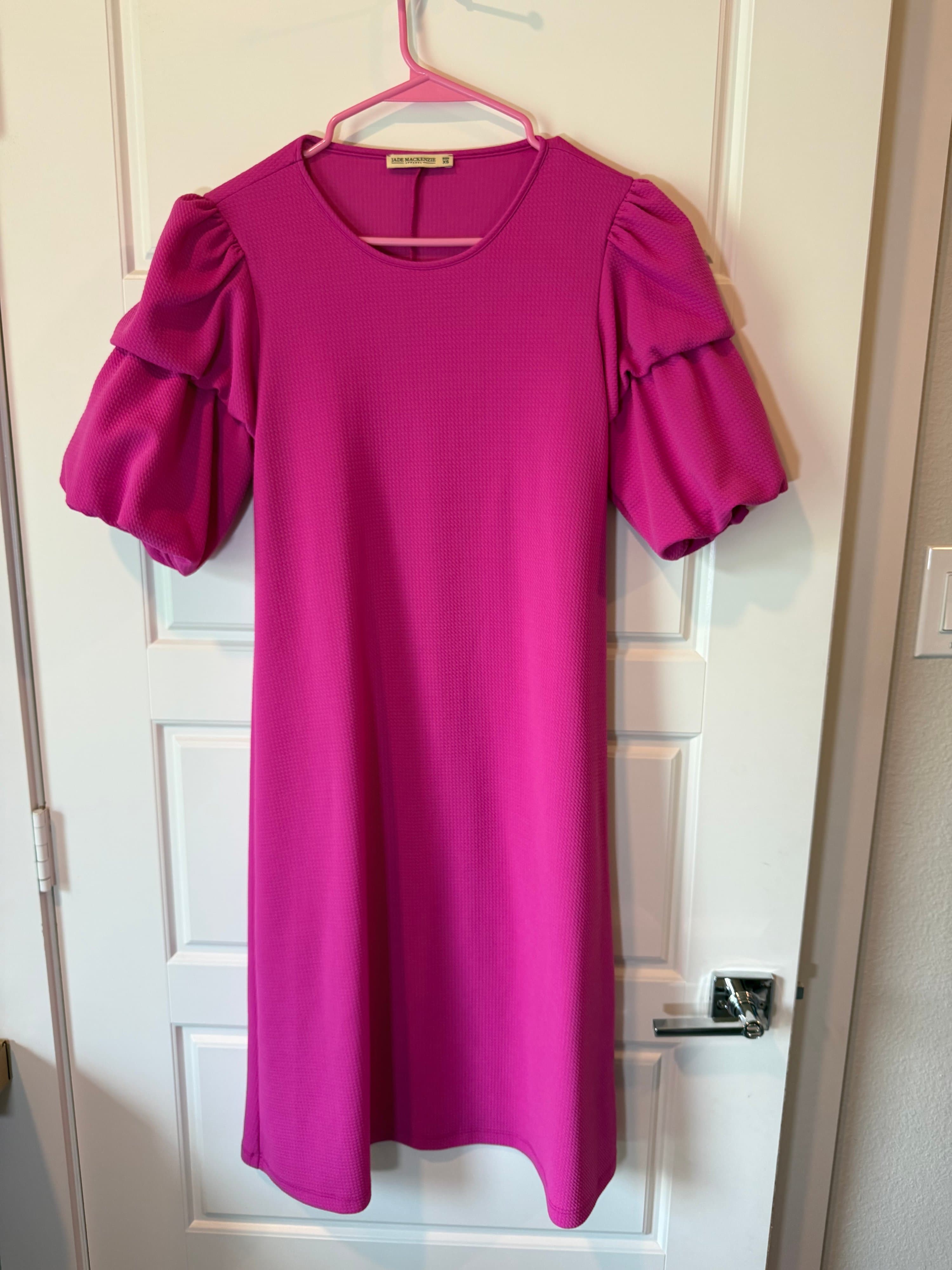 Jade McKenzie Pink Puff Sleeve Dress Size M