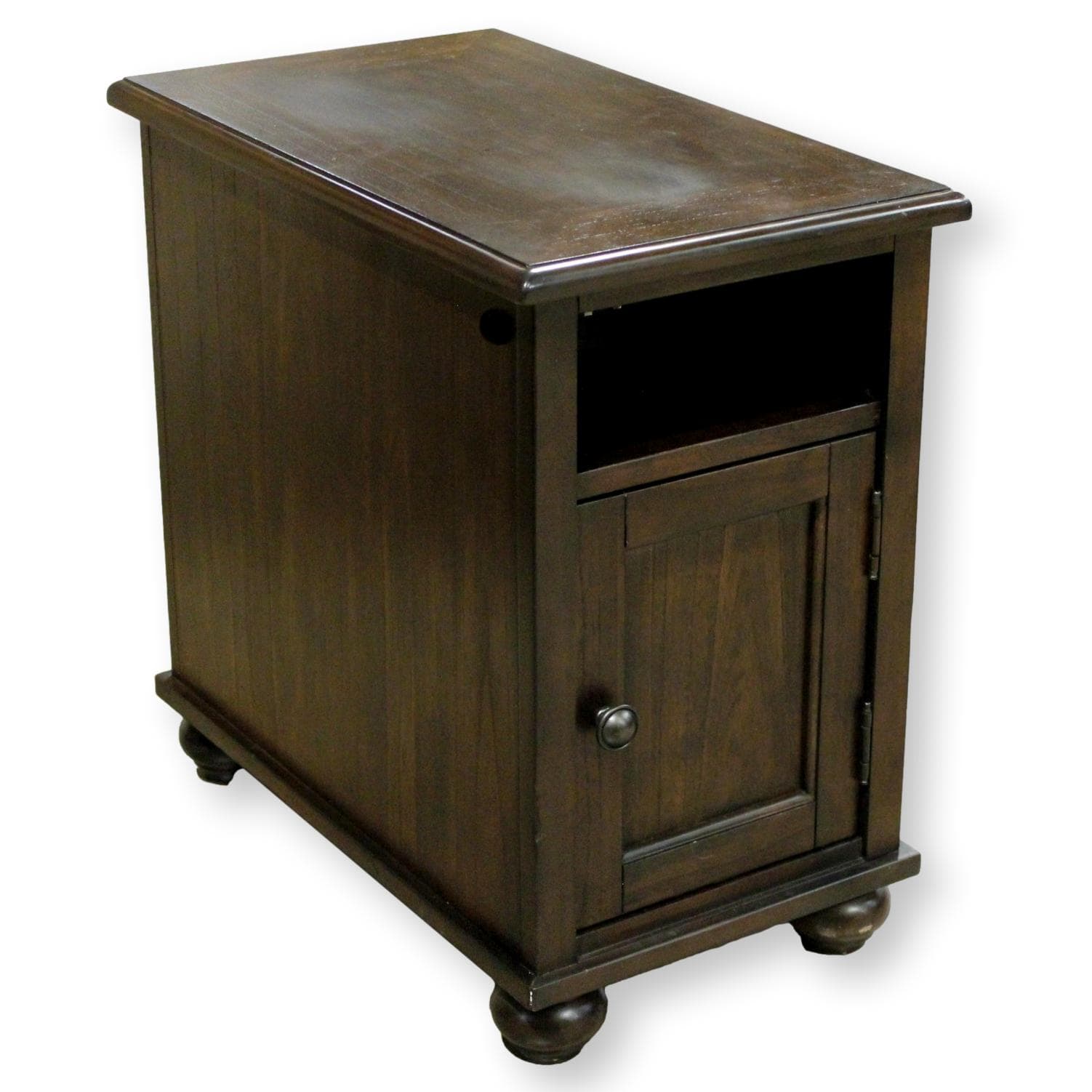 Ashley Furniture Narrow Nightstand w/Cabinet & Power Port - Dark Finish