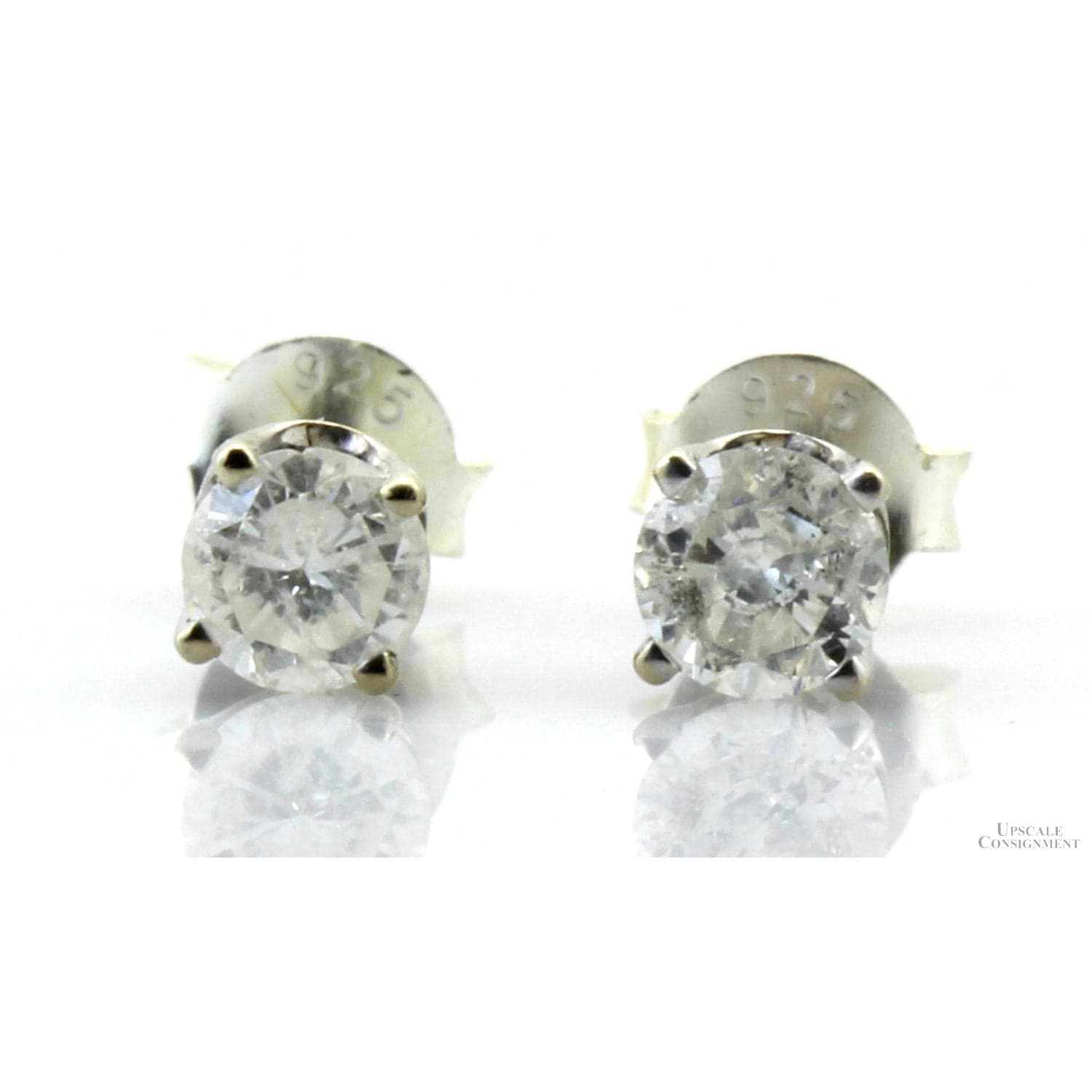 0.60ctw Diamond & 14K White Gold Stud Earrings | 925 Backs