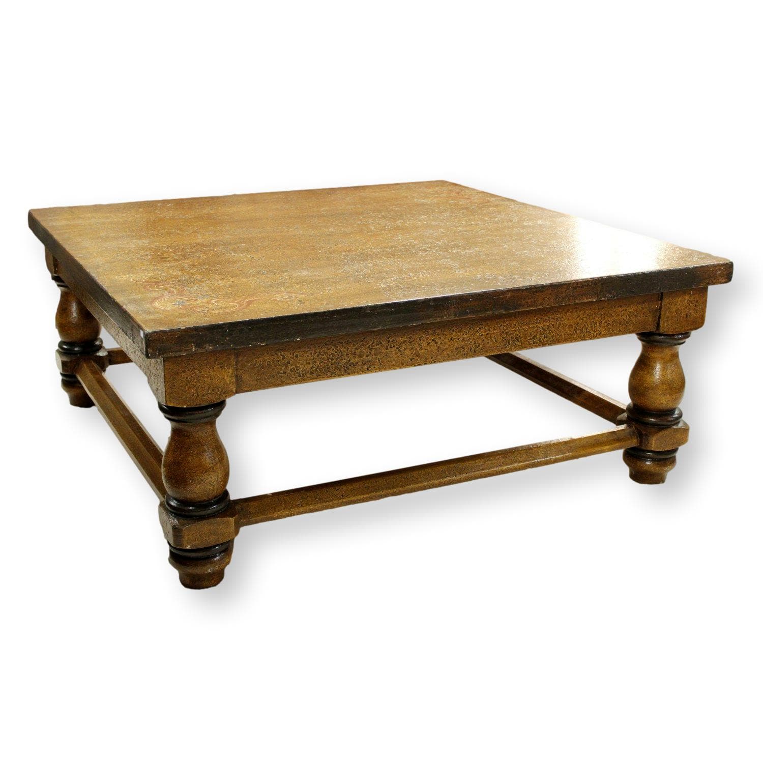 Venetian Finish Large Square Coffee Table - Brown