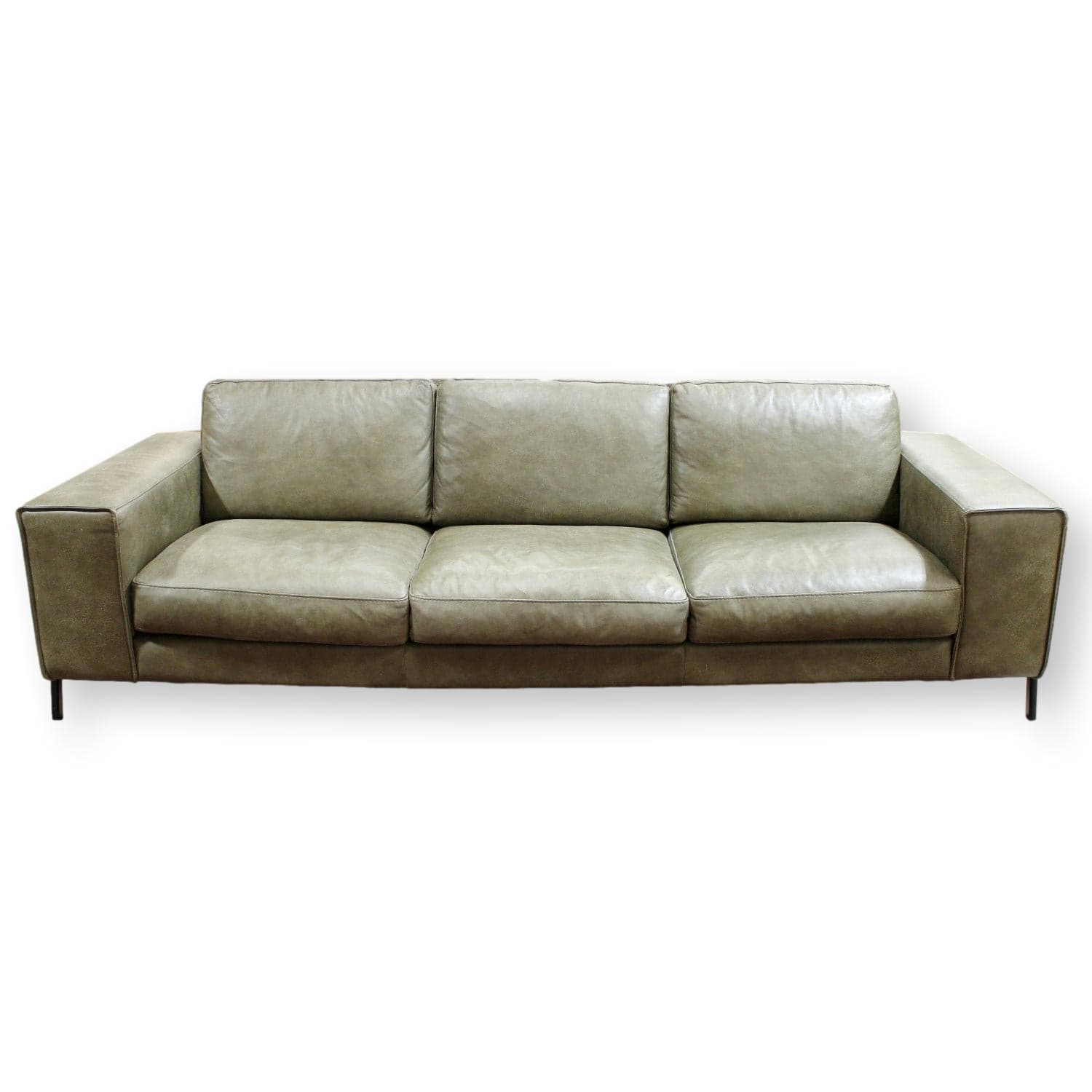 Dania Modern Green Leather Sofa - Green