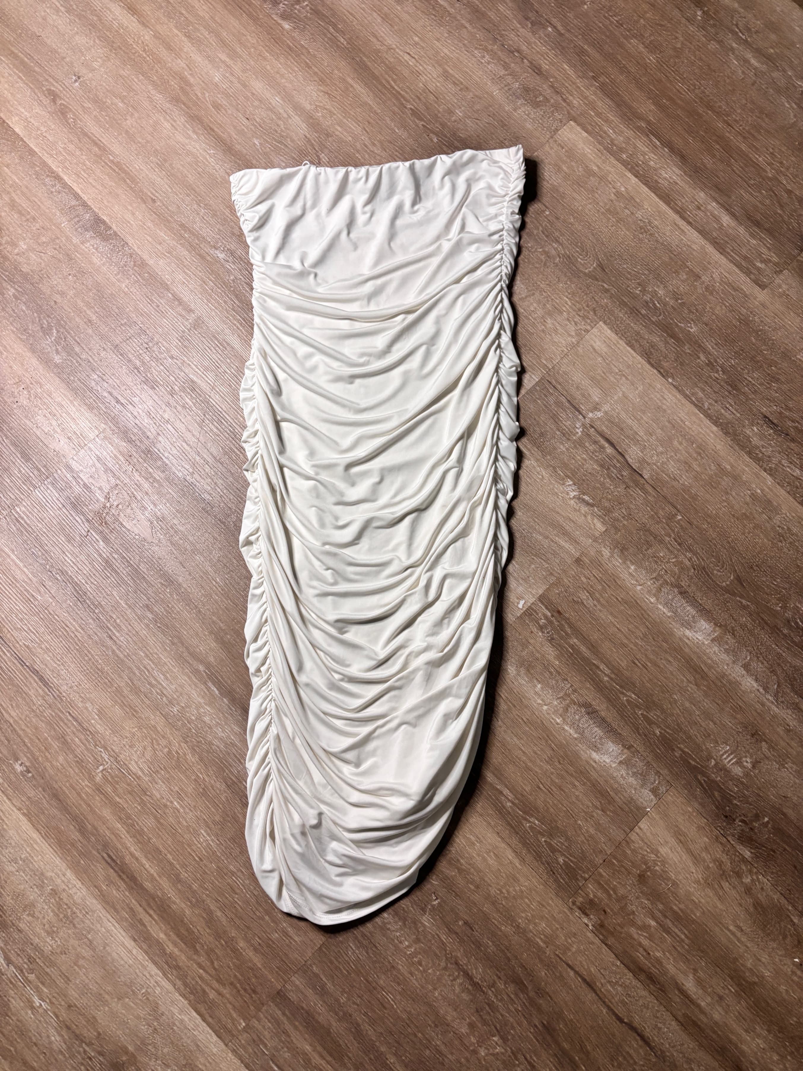 Windsor White Ruched Strapless Mid Dress Size M/L