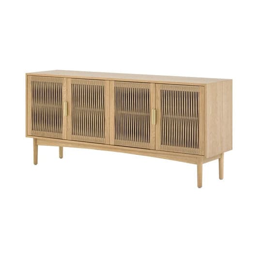 Mid-Century Modern Wood Sideboard with Slatted Doors