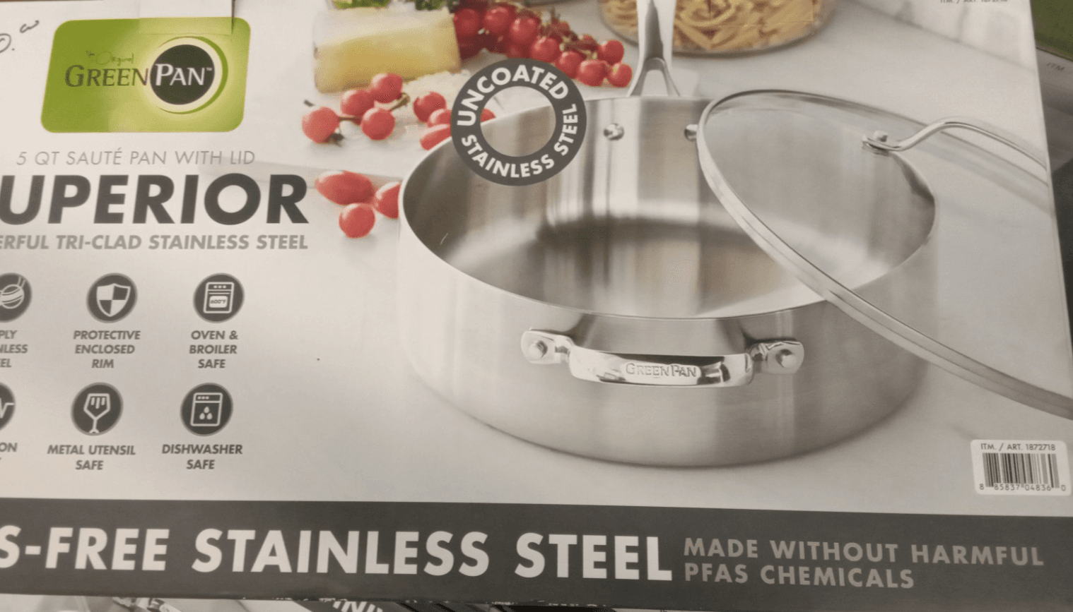 GreenPan Superior 5-quart Stainless Steel Saute Frying Pan