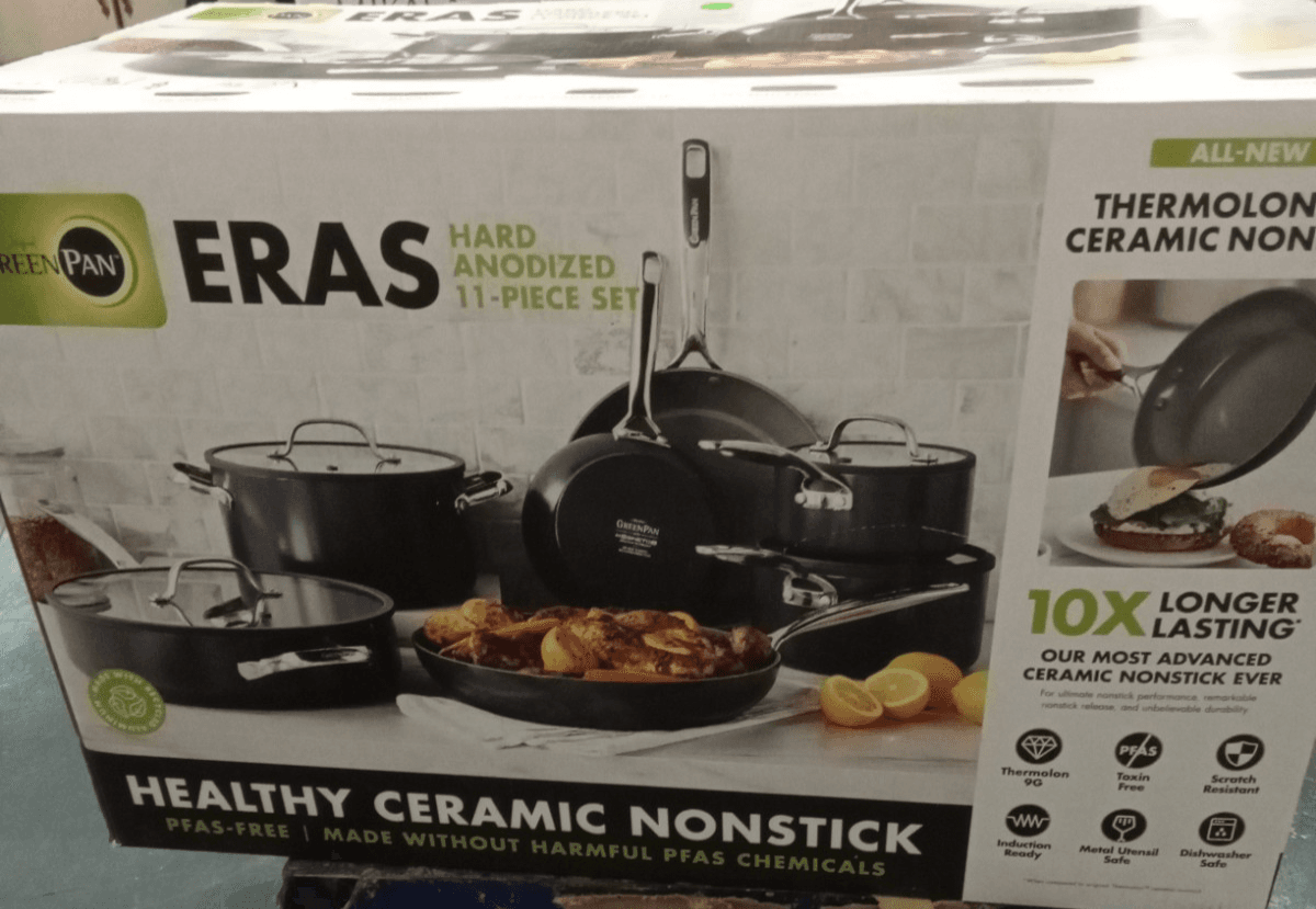 GREENPAN ERAS CERAMIC NON-STICK COOKWARE SET 11-PIECE -Slate