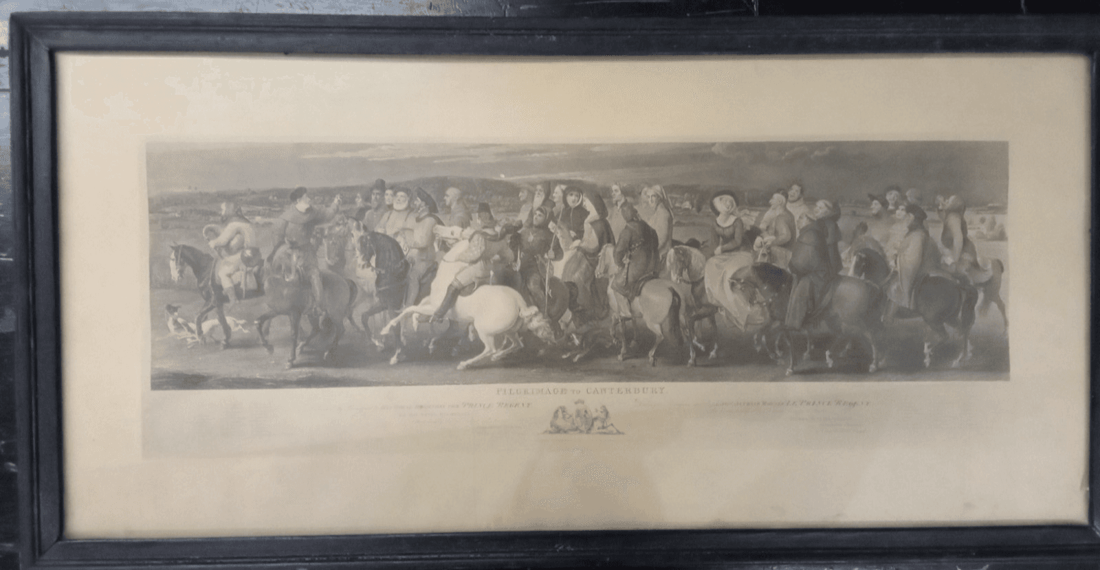 Rare 1817 Pilgrimage To Canterbury Engraving Print, framed